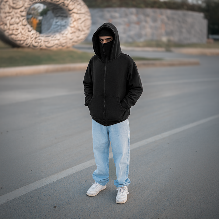 Premium Cotton BALACLAVA HOODIE LIMITED BLACK
